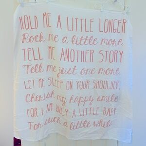 White Baby Blanket/SWADDLE with Pink Text